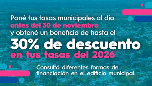 30% descuentos Tasas 2026